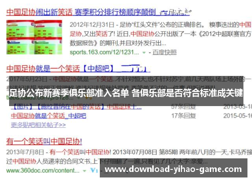 足协公布新赛季俱乐部准入名单 各俱乐部是否符合标准成关键